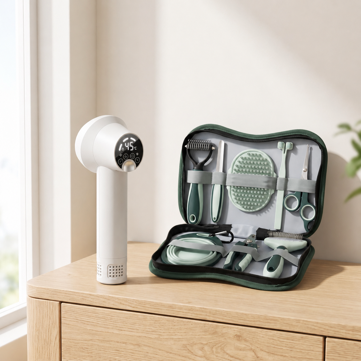 Complete Grooming Bundle - Smart Pet Hair Dryer and 8-in-1 Grooming Kit