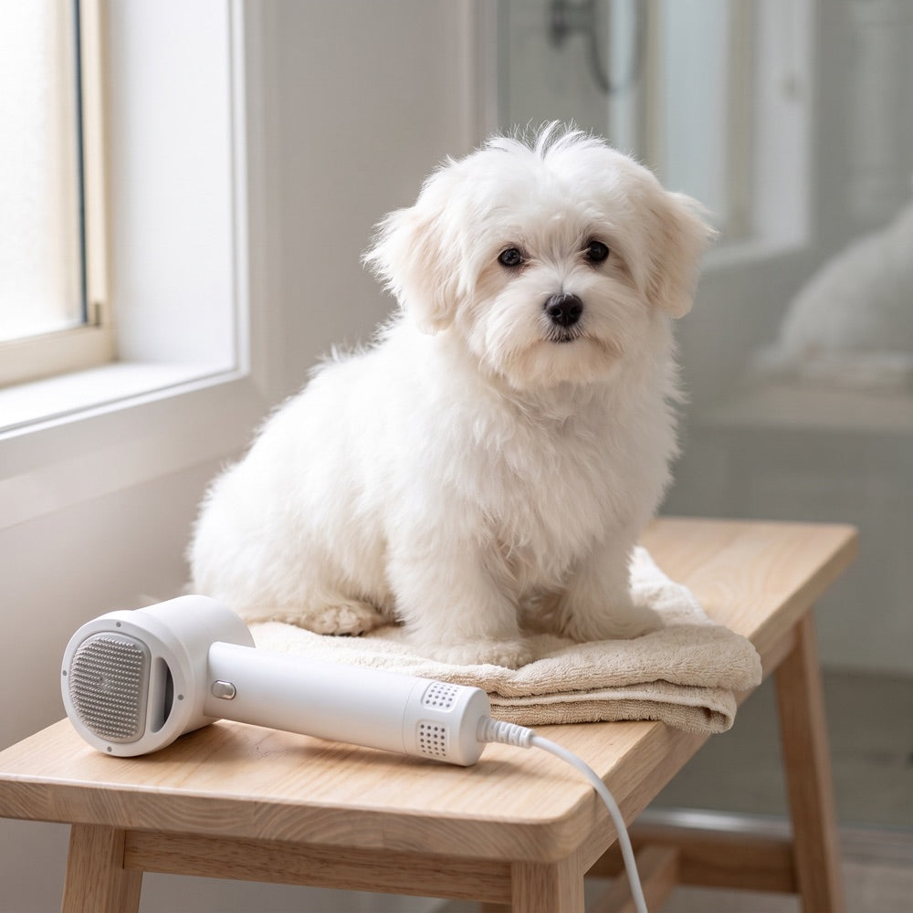 Smart Pet Hair Dryer | Low-Noise Blow Dryer & Brush for Dogs & Cats